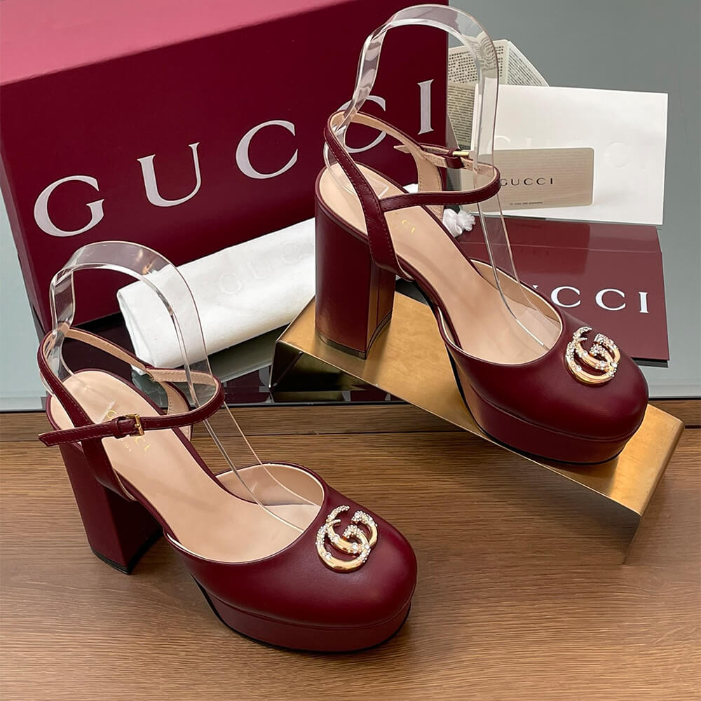 GUCCI Women s platform pump with crystal Double G