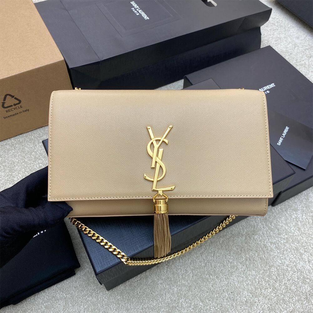 YSL kate medium tassel in grain de poudre embossed leather