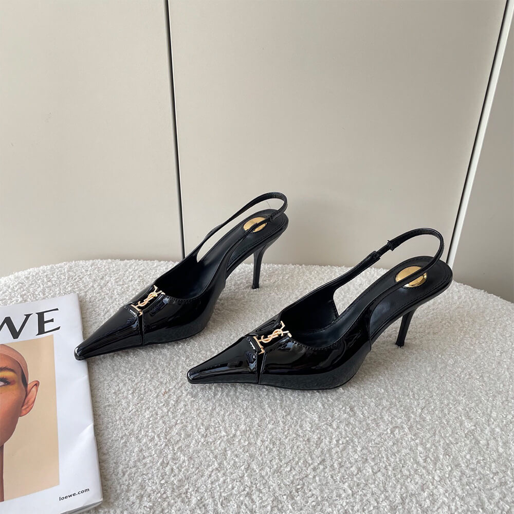 YSL Babylone Breteuil Slingback Pumps in Patent Leather